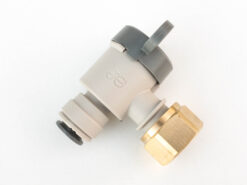 Vanne d'arrêt John Guest 3/8" (9.52mm) en équerre avec écrou laiton 1/2" BSPF female